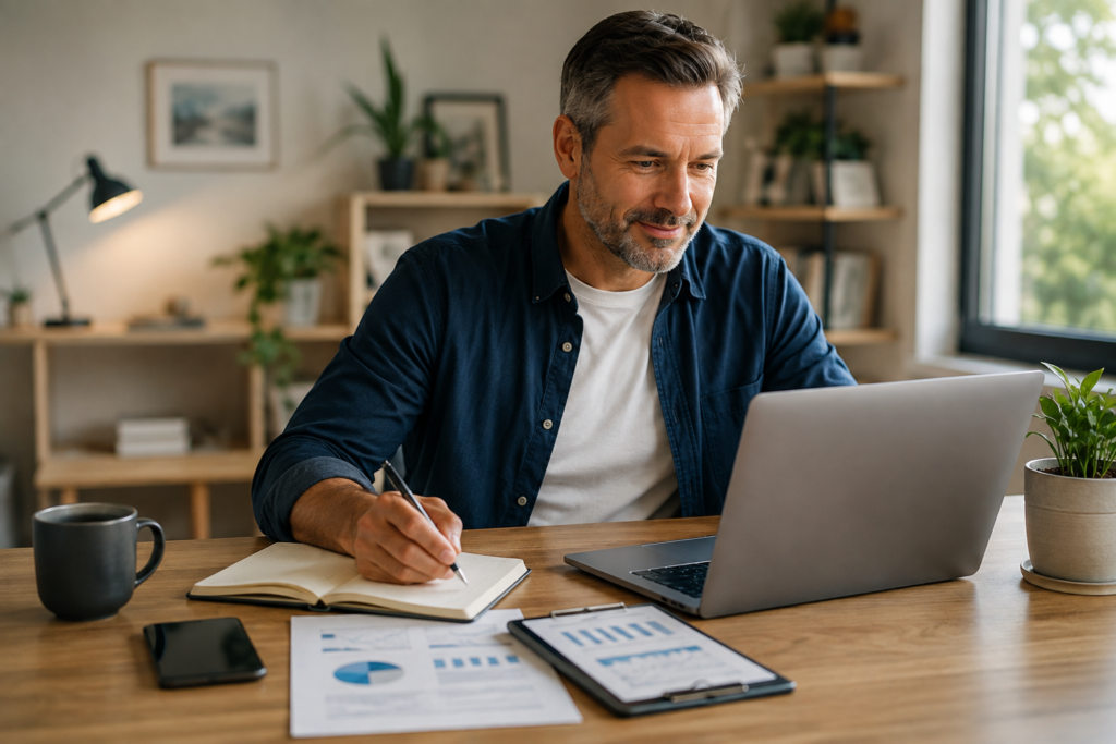 Person using a laptop to explore online income and business opportunities