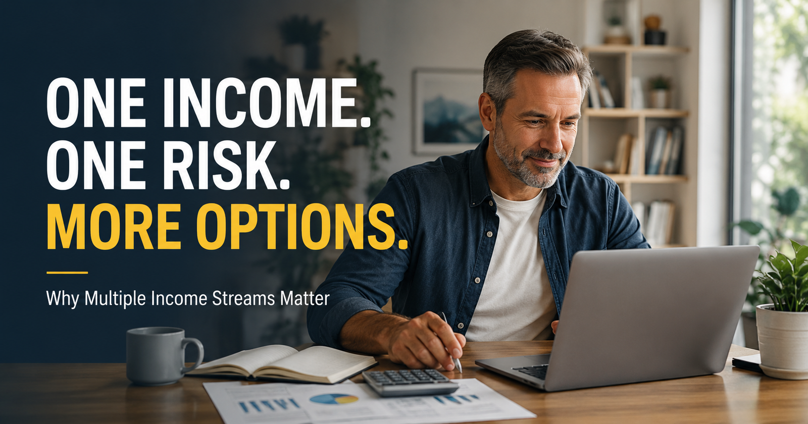 Person planning additional income streams while working on a laptop